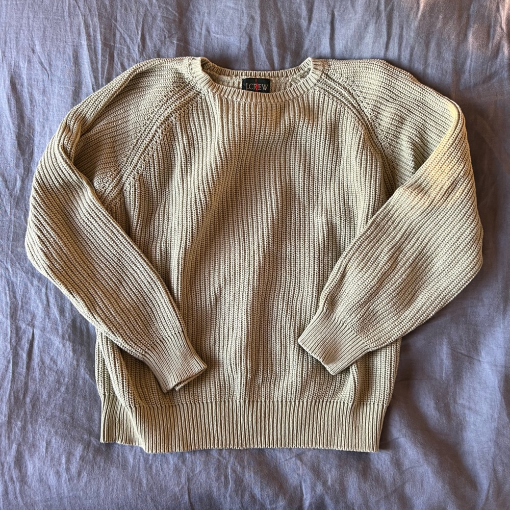 Vintage J. Crew Green Crewneck Fisherman’s Sweater Size Large